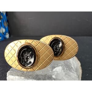 Vintage MCM Swank Gold Tone Centurion Cameo Cufflinks